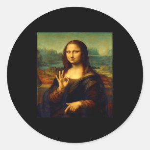 Sticker Rond 6 7 Six Seven Mème 67 Drôle Mona Lisa Drôle Clic A