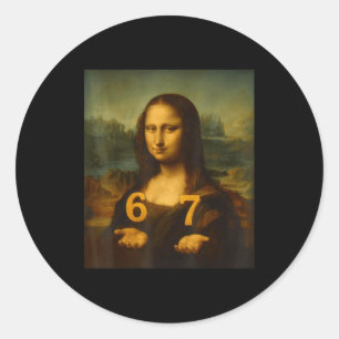 Sticker Rond 6 7 Six Seven Mème 67 Drôle Mona Lisa Gen Z Alpha
