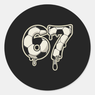 Sticker Rond 6 7 Soccer Ll Drip Graphic Six Seven Meme