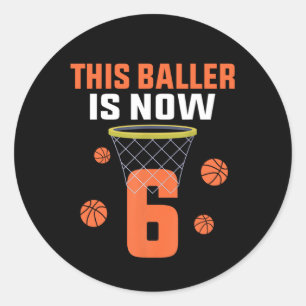 Sticker Rond 6 Ans 6e Anniversaire Basketball Cadeau Pour Garço