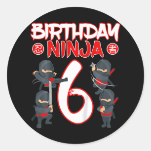 Sticker Rond 6 Ans Ninja Anniversaire Fête Arts Martiaux Karat