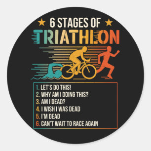 Sticker Rond 6 Étapes Des Athlètes De Triathlon Triathlètes Cou