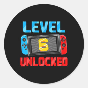 Sticker Rond 6 Joueur déverrouillé 6e anniversaire Gift Video G