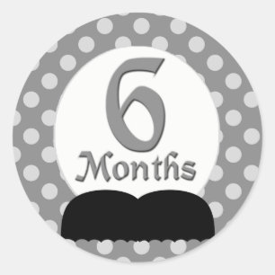 Sticker Rond 6 mois d'étape importante de moustache
