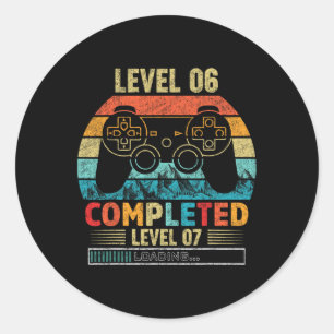 Sticker Rond 6 Niveau 7 terminé Chargement du jeu vidéo 6e anni
