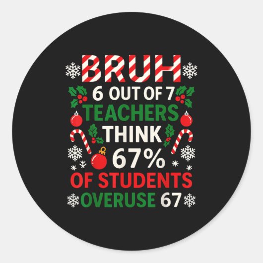 Sticker Rond 6 Out Of 7 Teachers Funny Ugly Christmas Sweater 6 (Devant)