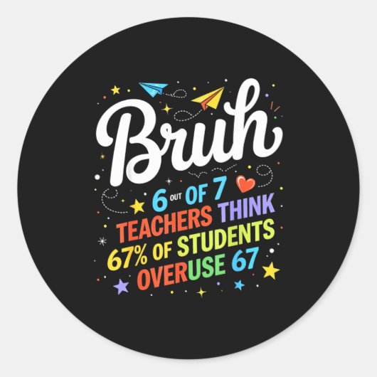 Sticker Rond 6 Out Of 7 Teachers Think 67% Of Students Overuse  (Devant)
