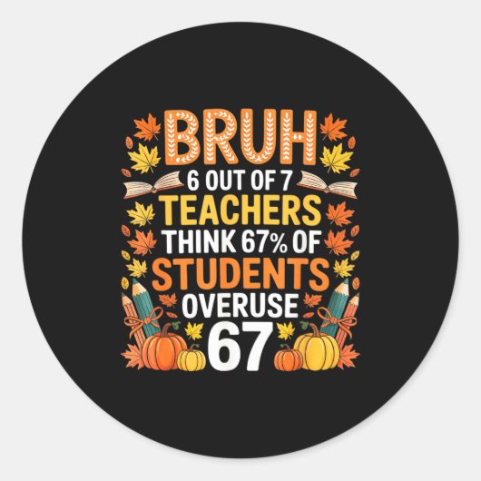 Sticker Rond 6 Out Of 7 Teachers Think 67% Of Students Overuse (Devant)