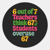 Sticker Rond 6 Out Of 7 Teachers Think 67% Of Students Overuse  (Devant)