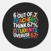 Sticker Rond 6 Out Of 7 Teachers Think 67% Of Students Overuse  (Devant)