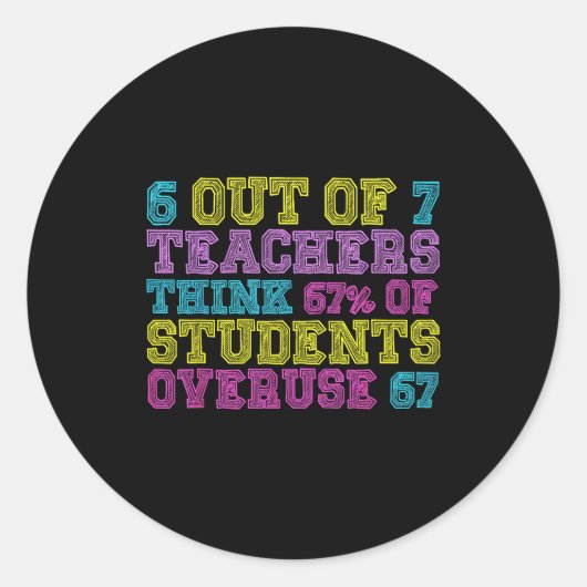 Sticker Rond 6 Out Of 7 Teachers Think 67% Students Overuse 67 (Devant)