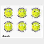 Sticker Rond 6 Pickleball Texte personnalisé Visage heureux per (Feuille)