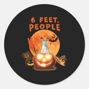 Sticker Rond 6 Pieds, Gens Chien Gris Italien Avec Masque