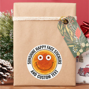 Sticker Rond 6 Sunshine Happy Face Texte Personnalisé 3" Sur me