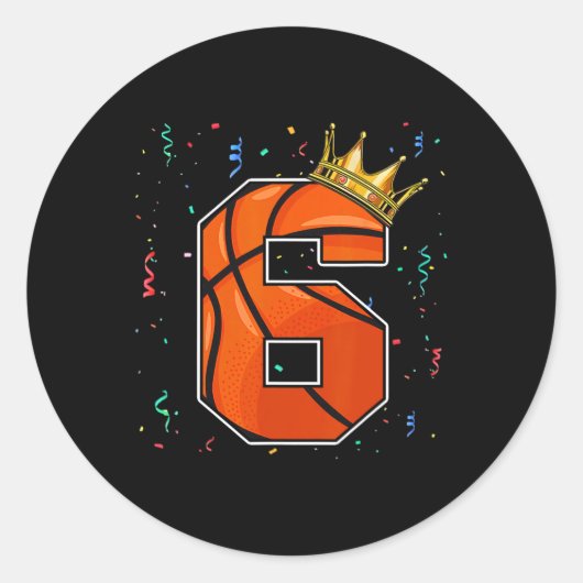 Sticker Rond 6e anniversaire Basketball Big Numéro 6 année Garç (Devant)