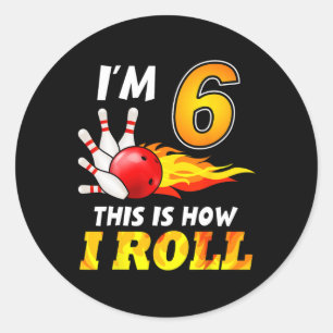Sticker Rond 6e anniversaire Bowling C'est comment je roule 6 a