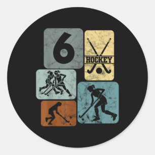 Sticker Rond 6e anniversaire filles hockey sur gazon 6 ans de h