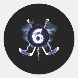 Sticker Rond 6e anniversaire - Hockey sur glace sport 6 ans