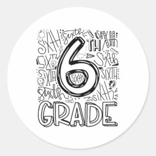 Sticker Rond 6e Équipe de typographie de 6e année Enseignants C