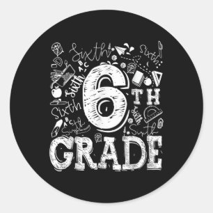 Sticker Rond 6ème équipe de typographie de sixième année Enfant