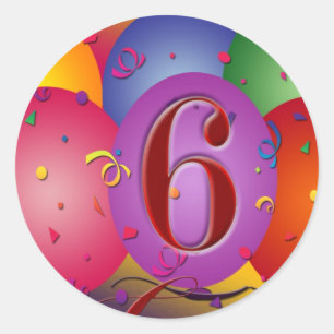 Sticker Rond 6èmes ballons heureux d'anniversaire !