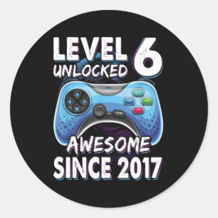 Sticker Rond 6Yr Anniversaire Son Gamer 6Th 6