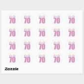 Sticker Rond 70 bougies d'anniversaire (rose / violet) (Feuille)