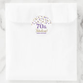 Sticker Rond 70 & Fabuleux Anniversaire Purple Gold Confetti (Sac)