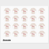 Sticker Rond 70 & Fabuleux Anniversaire Rouge Gold Confetti (Feuille)