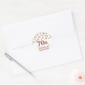 Sticker Rond 70 & Fabuleux Anniversaire Rouge Gold Confetti (Enveloppe)