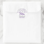 Sticker Rond 70 & Fabuleux Anniversaire Violet Argent Confetti (Sac)