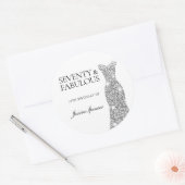 Sticker Rond 70 & Fabulous Silver Dress 70th Birthday Party (Enveloppe)
