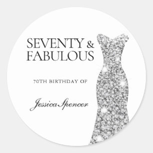 Sticker Rond 70 & Fabulous Silver Dress 70th Birthday Party
