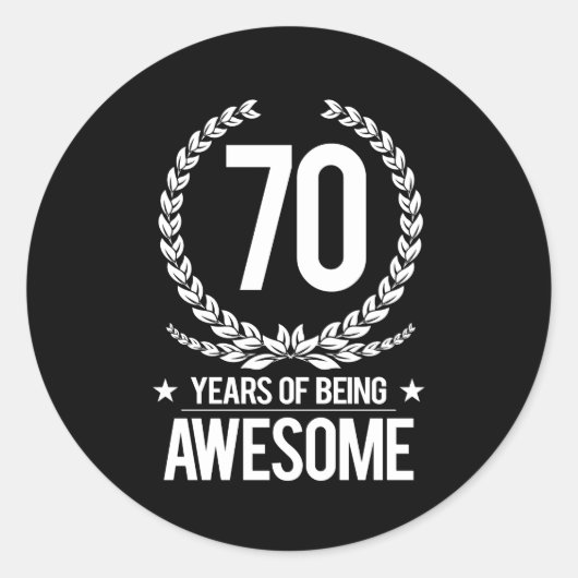 Sticker Rond 70e anniversaire (70 ans d'être génial) (Devant)