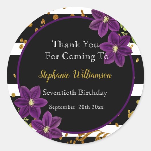 Sticker Rond 70e anniversaire| Black and Gold Parties scintilla (Devant)
