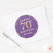 Sticker Rond 70e anniversaire de la Parties scintillant violet  (Enveloppe)