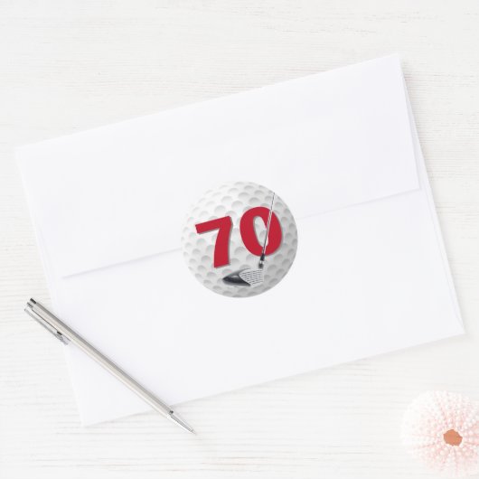 Sticker Rond 70e anniversaire Golf Ball Design (Enveloppe)