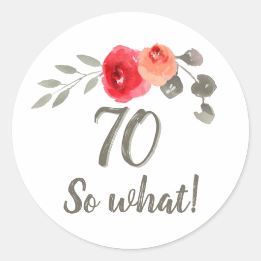 Sticker Rond 70e anniversaire Inspirational Watercolor Floral (Devant)
