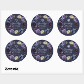 Sticker Rond 70e anniversaire Moody Purple Flower Merci Favor (Feuille)