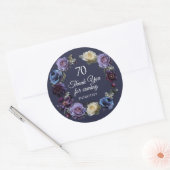 Sticker Rond 70e anniversaire Moody Purple Flower Merci Favor (Enveloppe)