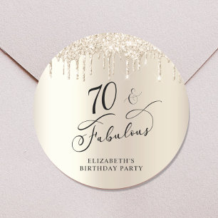 Sticker Rond 70e anniversaire Parties scintillant d'or