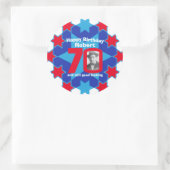 Sticker Rond 70e anniversaire photo bleu blanc rouge étoile (Sac)