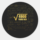 Sticker Rond 70e anniversaire racine Carré de 4900 70ans maths (Devant)
