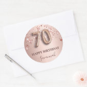 Sticker Rond 70e anniversaire rose étoiles blush (Enveloppe)