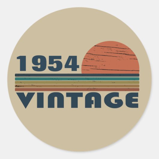 Sticker Rond 70e anniversaire vintage personnalisé (Devant)