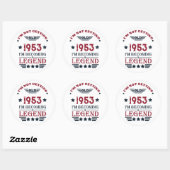 Sticker Rond 70e anniversaire vintage personnalisé (Feuille)