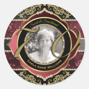 Sticker Rond 70e Diagramme de photos Gold Ruby Diamonds