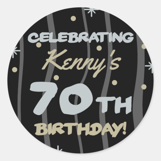 Sticker Rond 70th Birthday Party Ajouter votre nom (Devant)