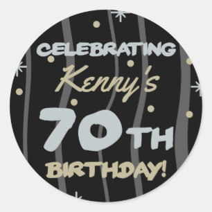 Sticker Rond 70th Birthday Party Ajouter votre nom