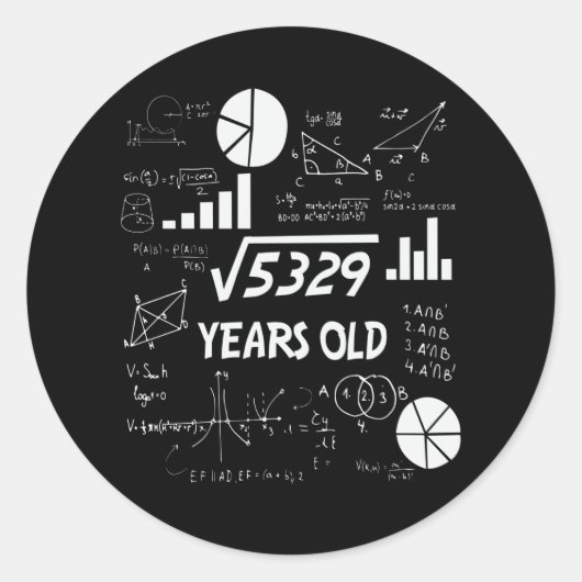 Sticker Rond 72 ans Enseignant en mathématiques Anniversaires 7 (Devant)